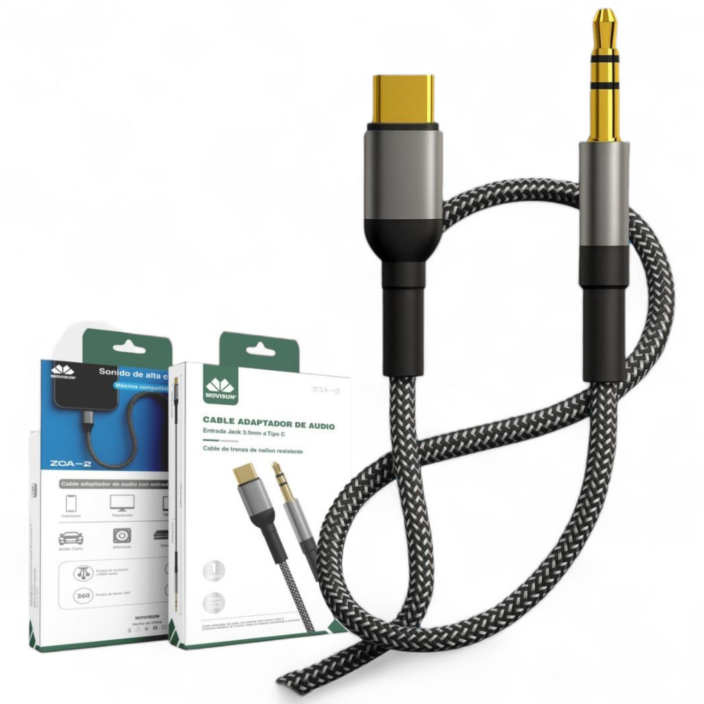 CABLE ADAPTADOR DE AUDIO MOVISUN ZCA-2 – TIPO C A JACK 3.5MM