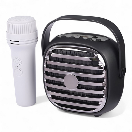 PARLANTE BLUETOOTH PORTÁTIL RETRO CON MICRÓFONO INALÁMBRICO 10W USB Y RADIO FM